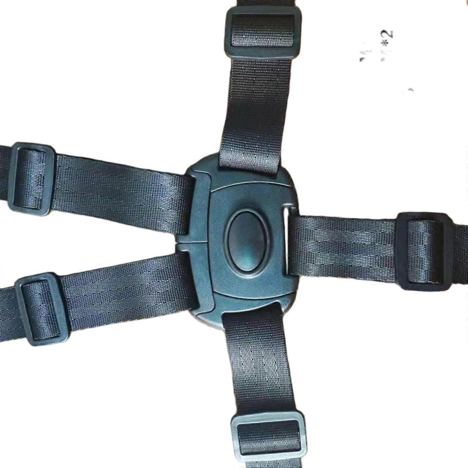 5point polyester webbing belt, suitable for strollers, chairs, and booster seats, black.