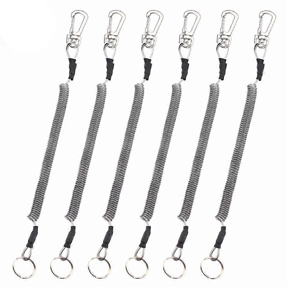 6 Pcs Prático Retrátil Corda Elástica Corda de Pesca Primavera Chaveiros Para Adulto