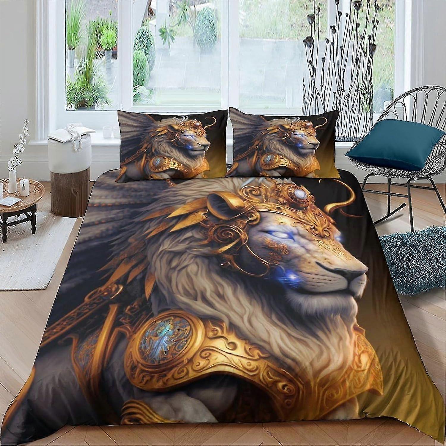 Mechanical Tiger Quilt Cover for Boys and Girls, 3D Print Anime Characters, Soft Microfiber Bedding Set with Pillow Cases