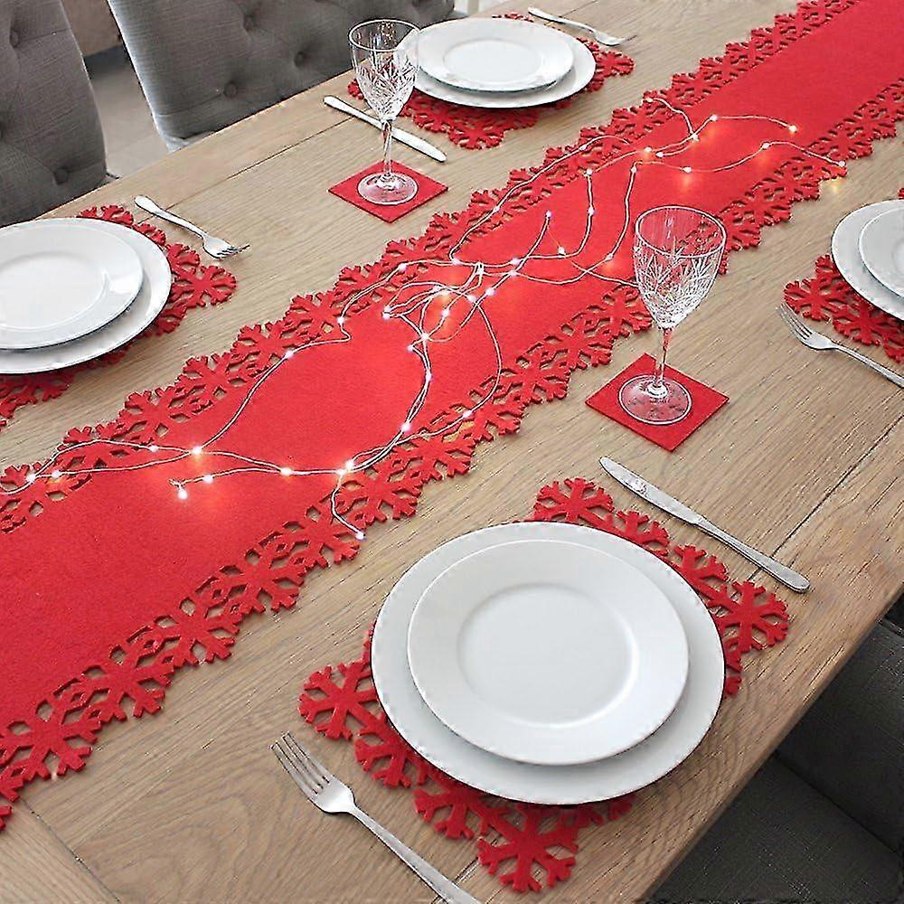 Festive Christmas Red Felt Table Runner 180*40cm