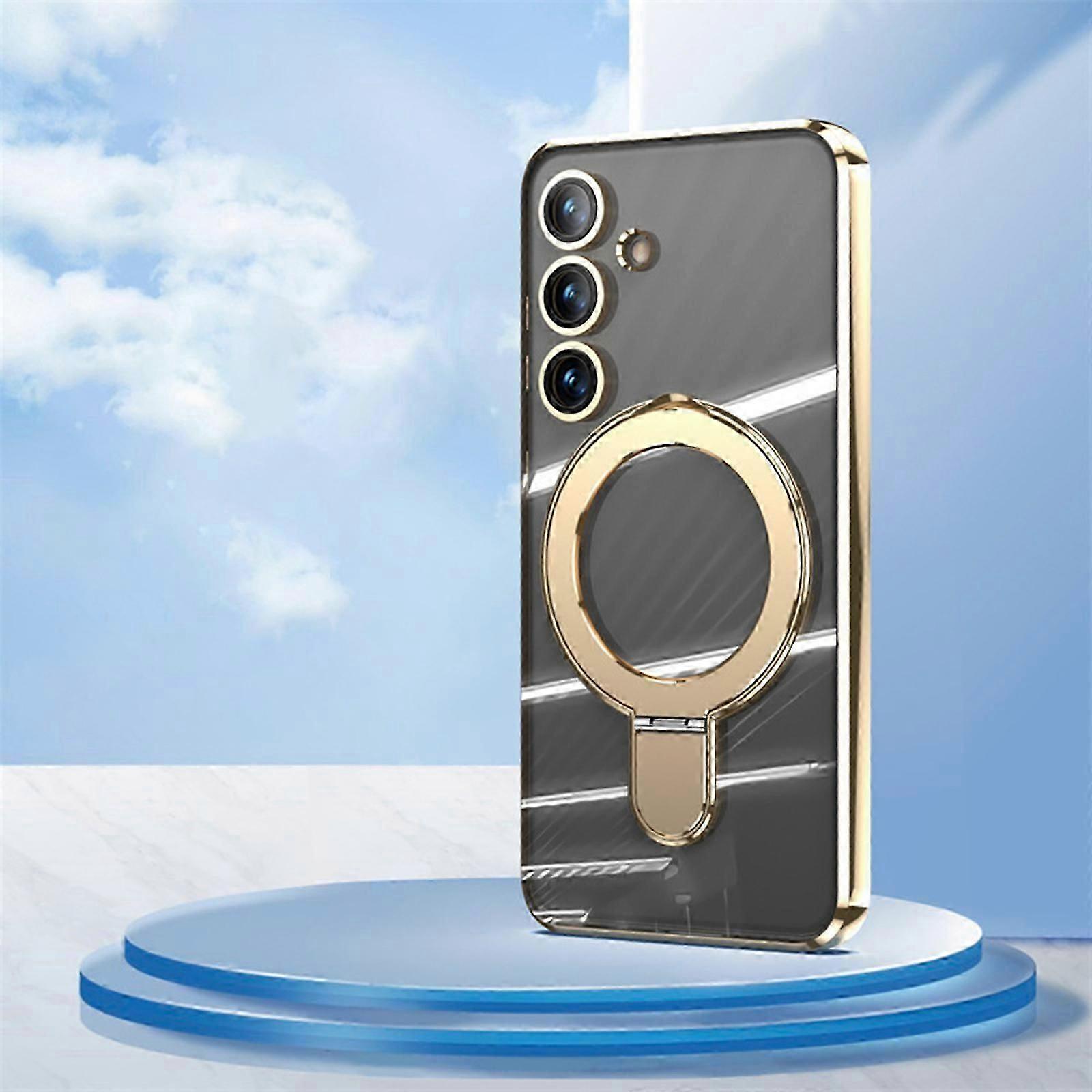 for S24 Plus Magnetic Case Compatible with Magsafe, Invisible Stand Clear Full Body Protective Cover Slim Transparent Shockproof Case