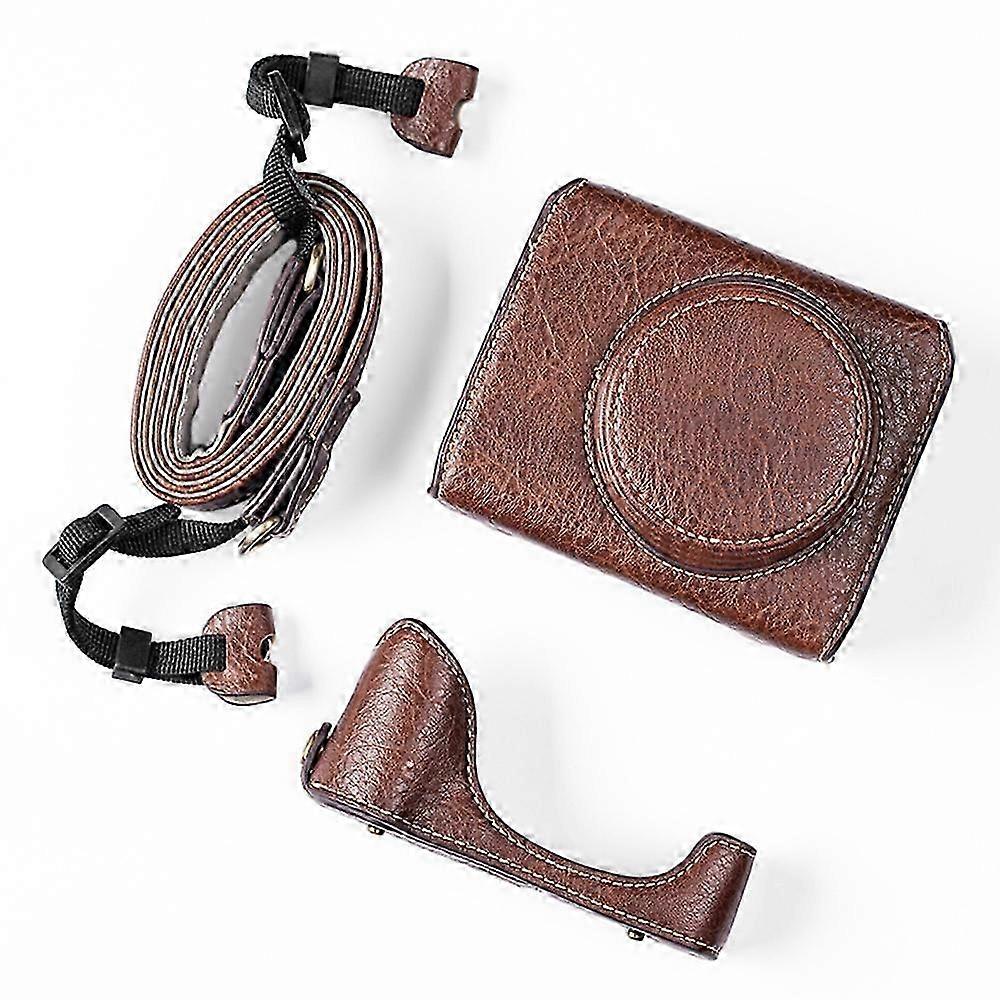 Digital Camera Protective Case PU Leather Camera Storage Bag with Removable Shoulder Strap Compatible with Canon G7X2/ G7X3
