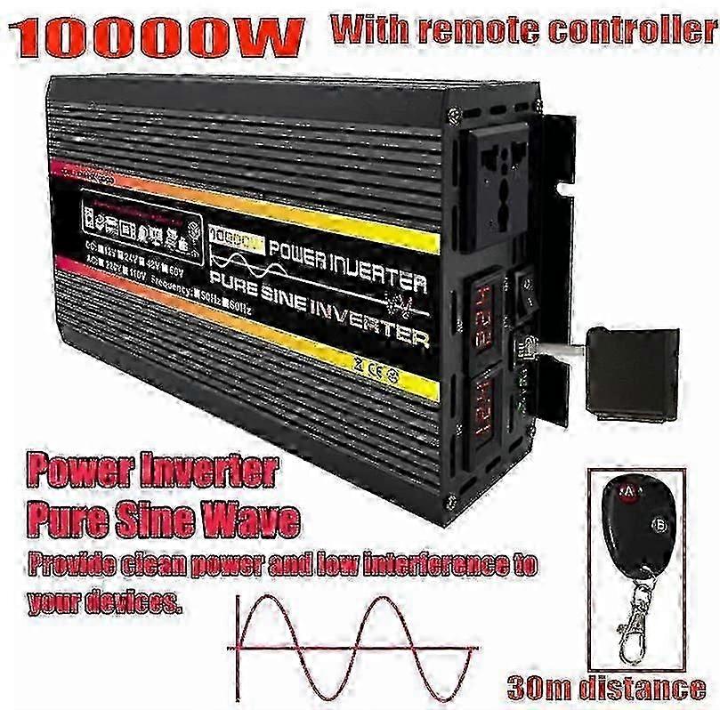 8000W / 10000W Ren Sinusvåg Växelriktare Spänningstransformator Intelligent Digital Display Bil Hem Utomhus DC12V 24V 48V 60V -220V Omvandlare Yalo
