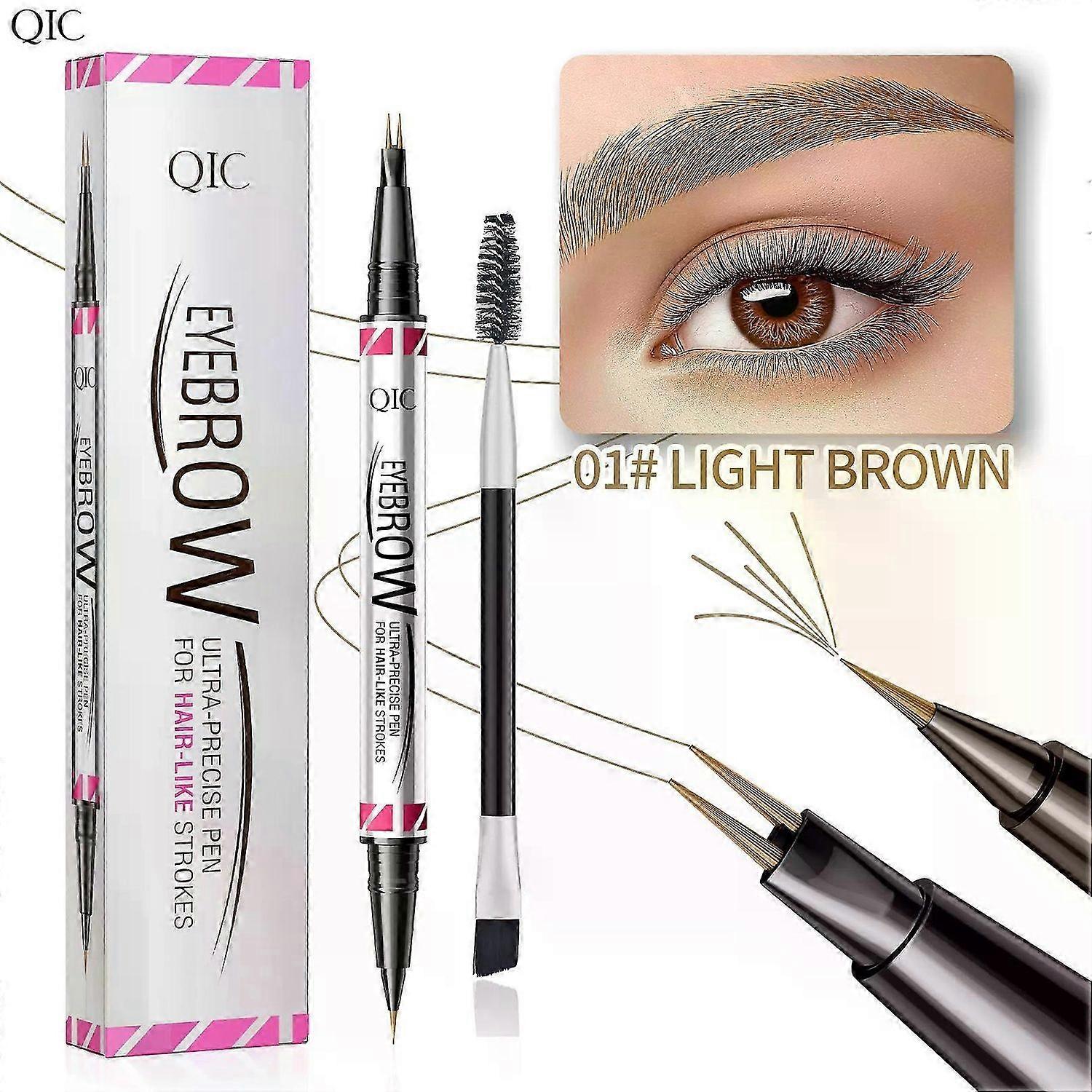 Eyebrow Pen, Brow Pencil 2-in-1 Dual-Ended Microblading Eyebrow Pencil with Micro-Fork-Tip & Precise