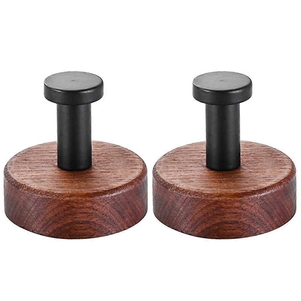 Wood Wall Hooks for Hanging Dark Red Round Shape Home Decoration Practical Multi Functional Space Saving 2Pcs