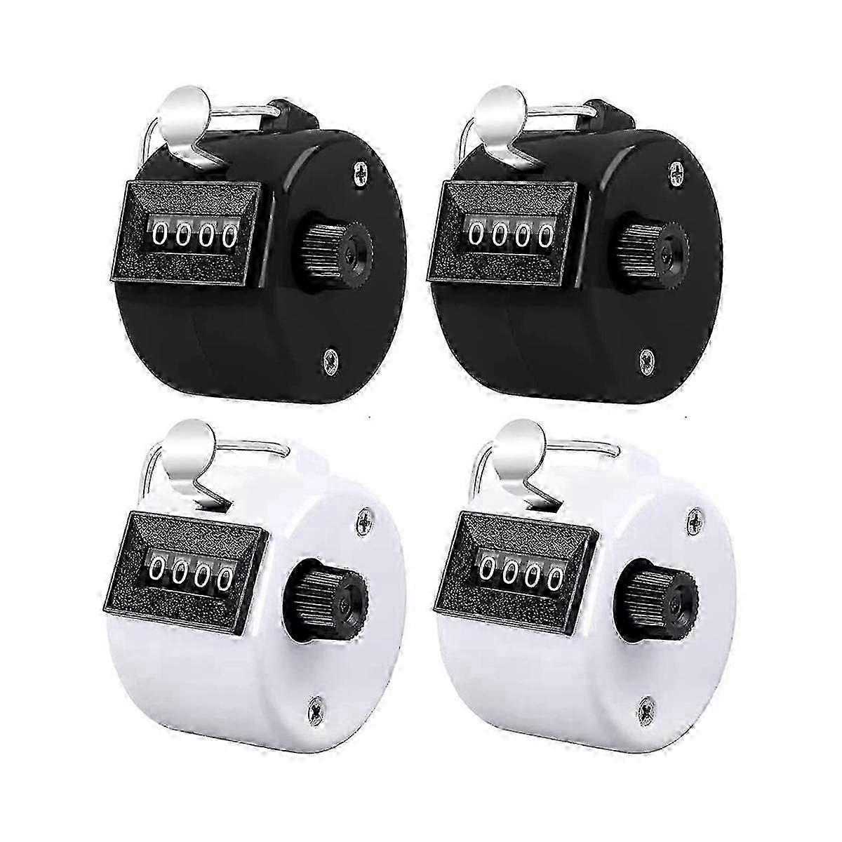 Paquete de 4 contadores clicker de 4 dígitos numéricos, clickers mecánicos de mano pitc)