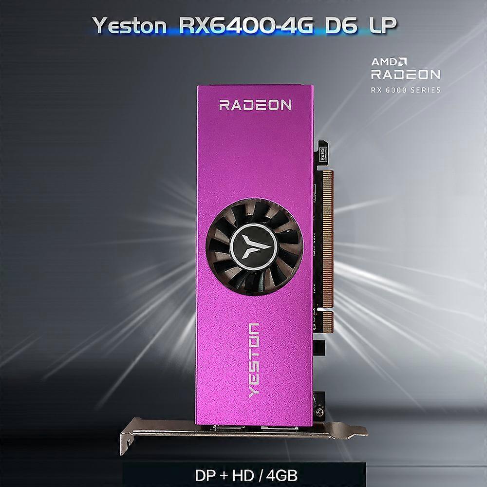 Yeston RX6400-4GD6 LP Graphics Card 4G/64bit/GDDR6 Memory 2039-2321MHz Core Frequency 4K Resolution Single Cooling Fan HD+DP Output Ports