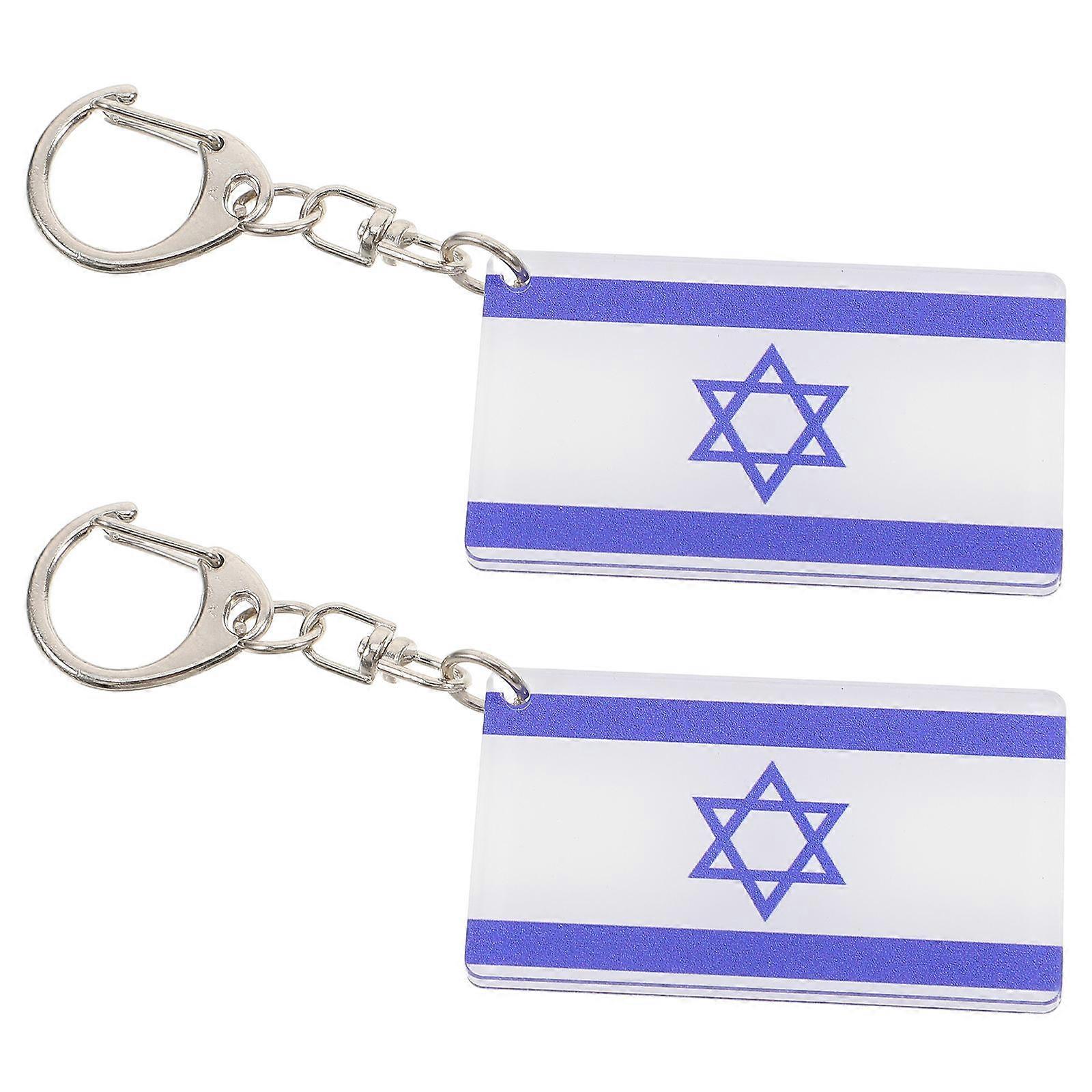 Here's a polished and engaging product description based on your input:

 

**2pcs Israeli Flag Keychain – Unique Luggage Pendant, Car Keyring for
