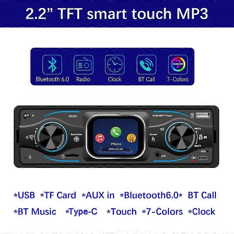 Car Stereo Single Din Bluetooth USB AM/FM AUX Steering Wheel Control Hands-Free Calling