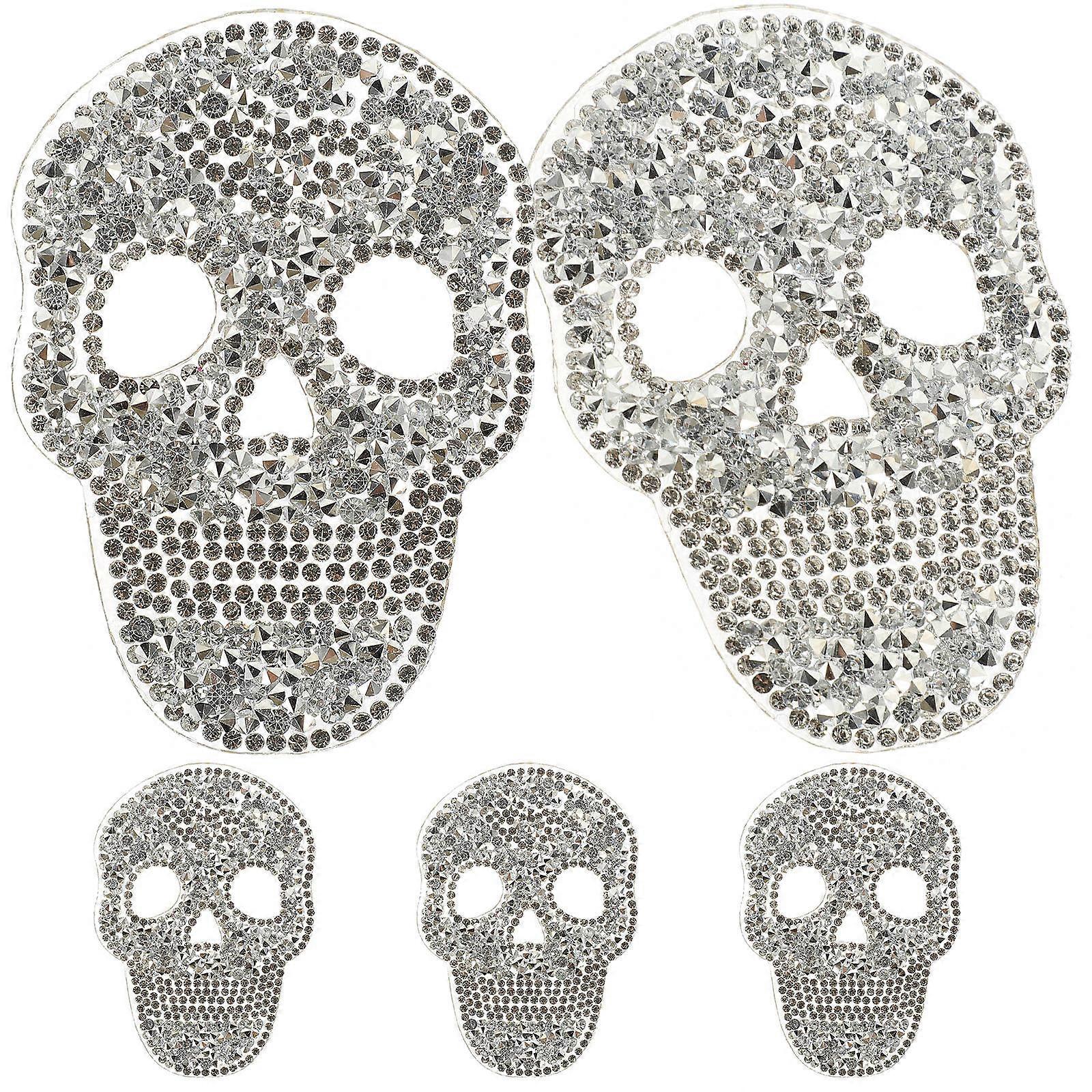Unique Skull Patch Embroidered Patches Diy Projects Women Skeleton Skull Resin 5.5*8.5cm 5Pcs