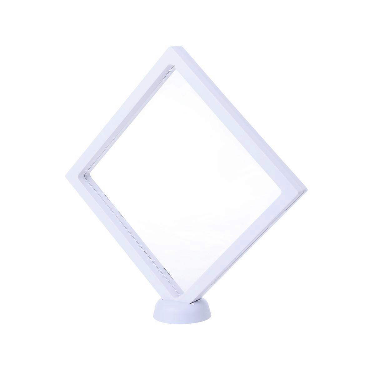 Jewelry Display Case Floating Frame Shadow Box White 18x18x2cm Enclose Items 3D Floating Effect 1Pcs