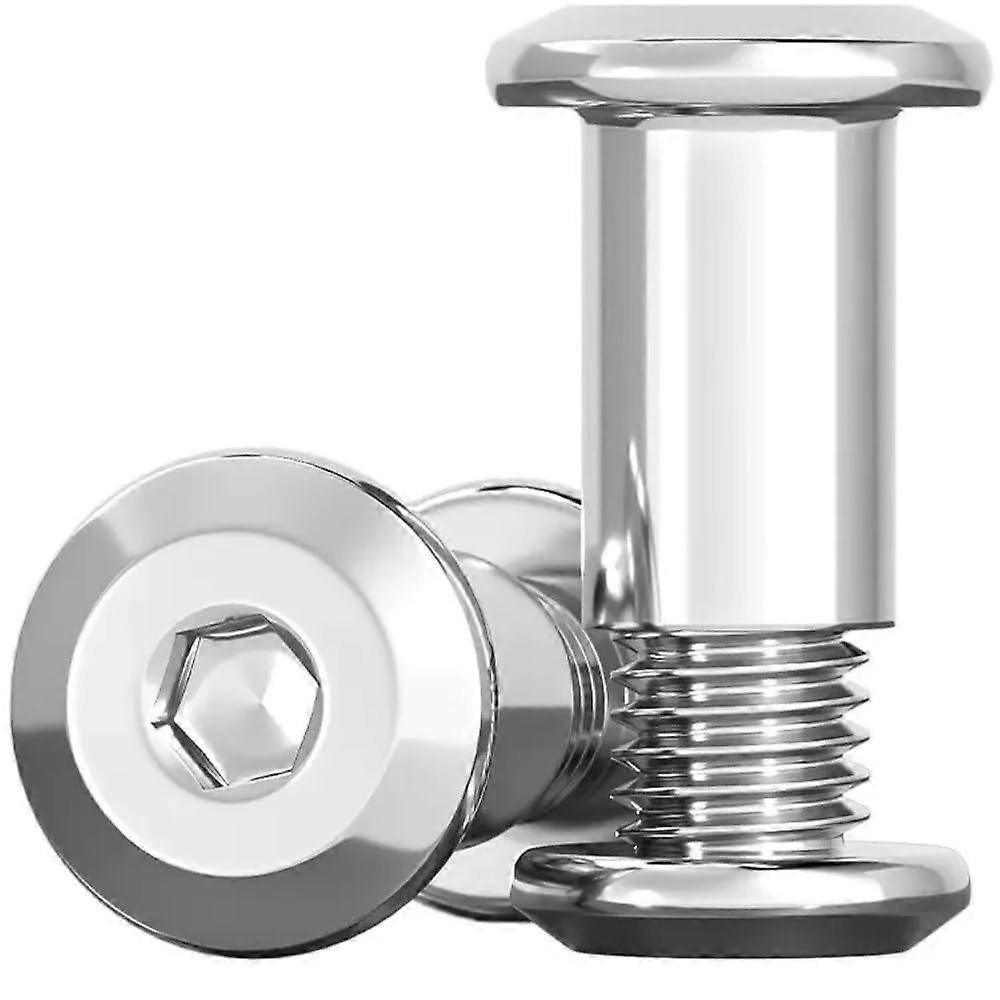 304 Stainless Steel Hexagon Socket Locking Rail Screw Combination Album Butt Book Nail Edge Chamfer (10 mm, M6 (50 Sets)) M6 (50Sets) 10 mm