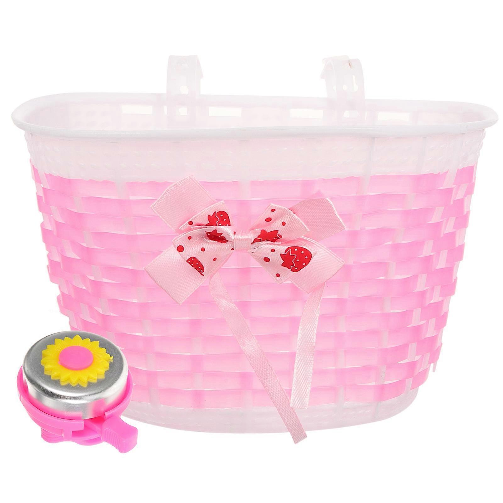 Kids Bike Front Basket for Storage Use Smooth PE Material Pink Color Durable and Wearable