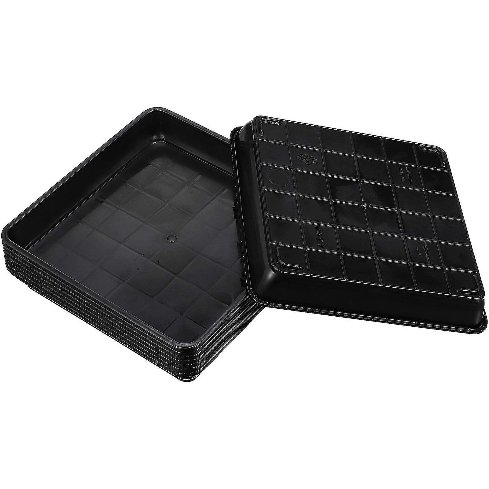 8pcs Black Plastic Bonsai Pot Trays for Gardening Use Durable and Reusable Square Planter Saucers