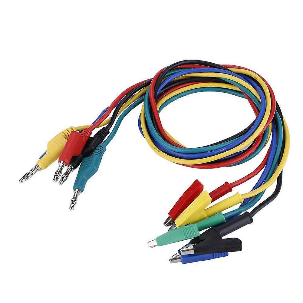 Banana Test Cable Set, 5pcs P1037 High Voltage 1m 4mm Banana Plug to Crocodile Clip Test Leads for Multimeter Use