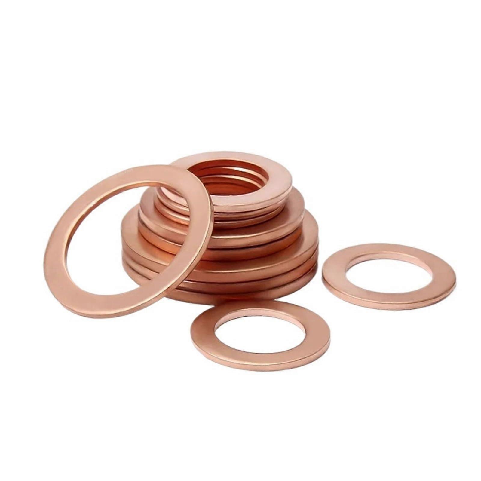 Copper Washers M22 x 28 x 1.5mm, 10 Pack Solid Flat Sealing Washers