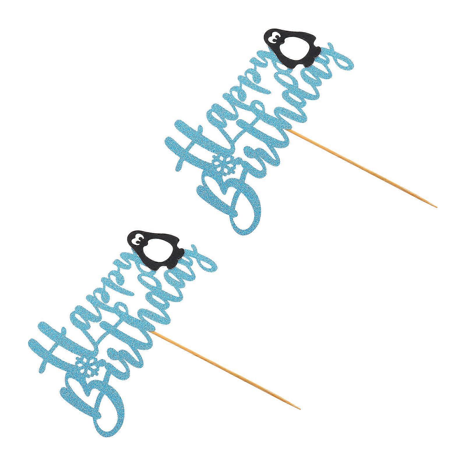 a polished and engaging product description based on your input:
**2pcs Penguin Cake Insert Cards – Adorable Birthday Decorations for Charming