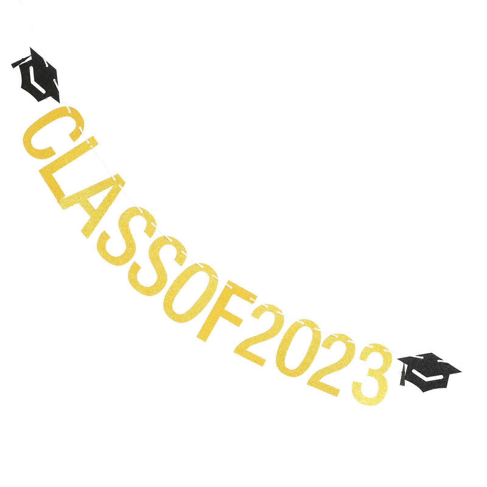 Golden Graduation Banner for Decoration with Unique Design and Clear Printing Party of 2023