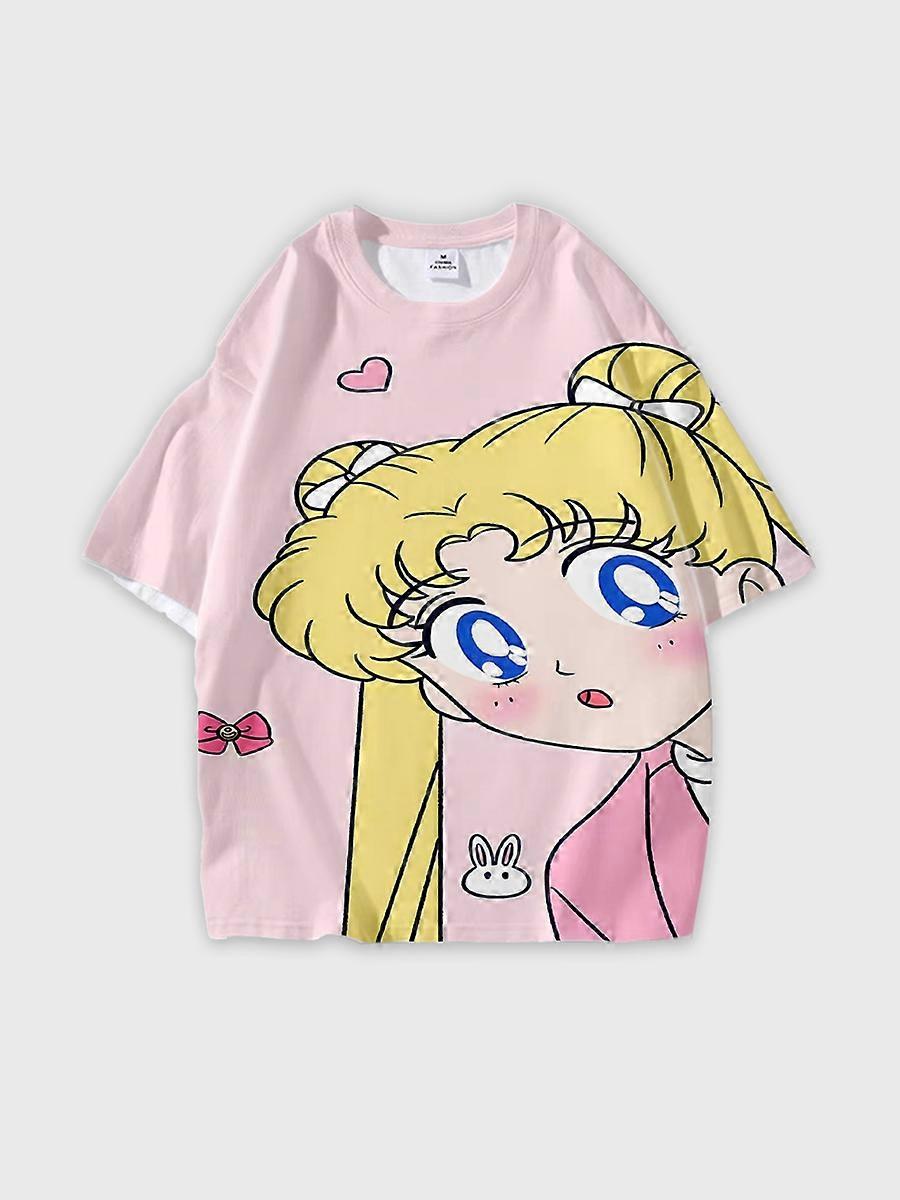 T-shirt round neck Role Pattern loose short sleeve D2262