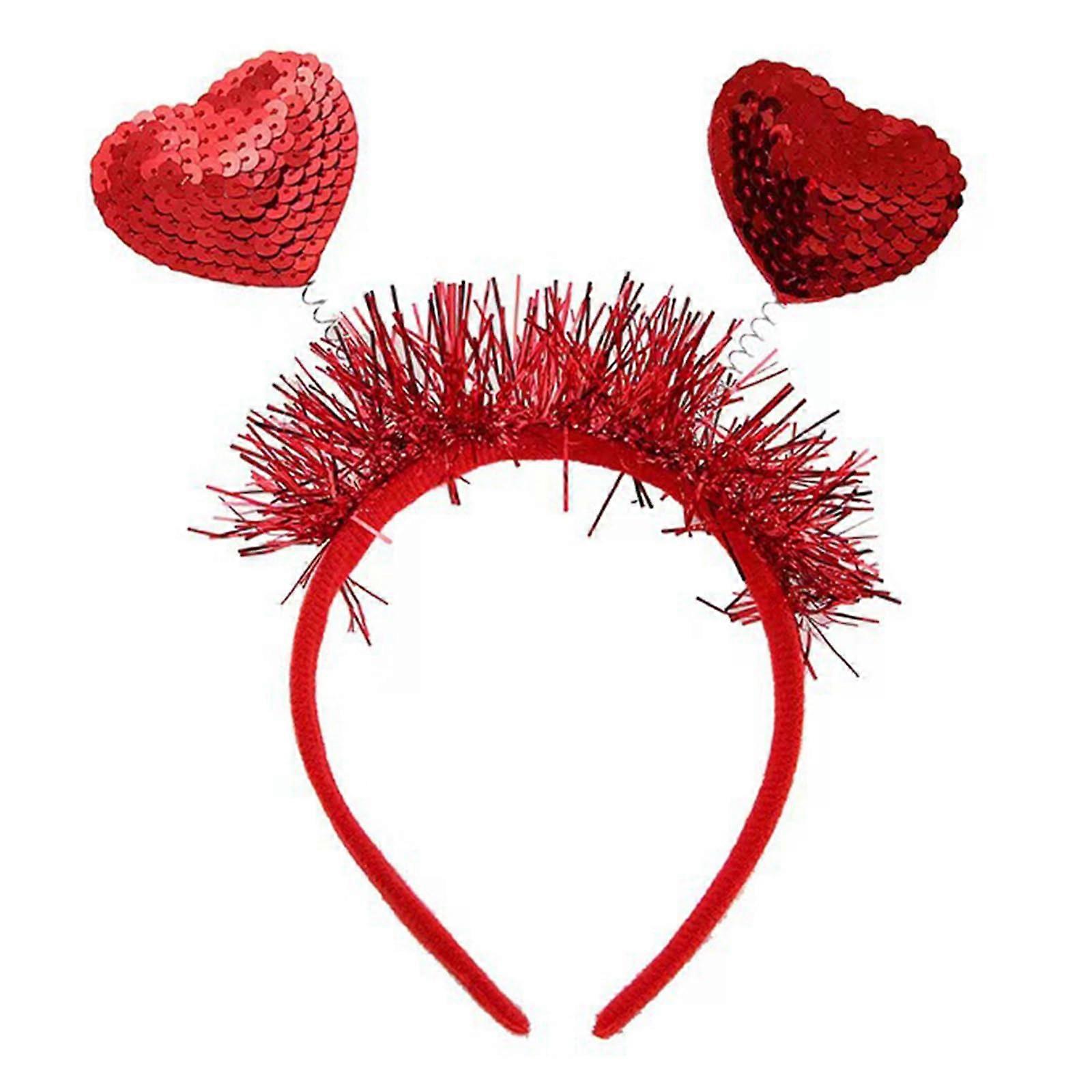 Hair Elastic for Valentine's Day with Heart and Sequins, Bopper Headband for Costume Party, Props and Holiday Parties