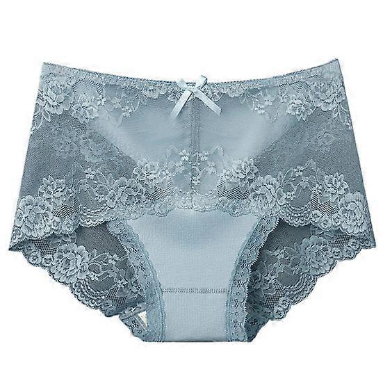 Women Underpants Hollow Out Super Breathable Soft Solid Color Mid Waist Anti-septic Elastic Flower Embroidery Lace