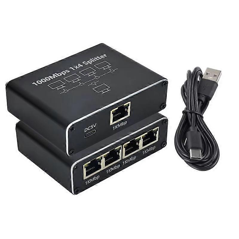 1000Mbps Gigabit Ethernet Switch, 1 In 4 Out RJ45 LAN Splitter Cat 6 for PC Laptop TV Box Router