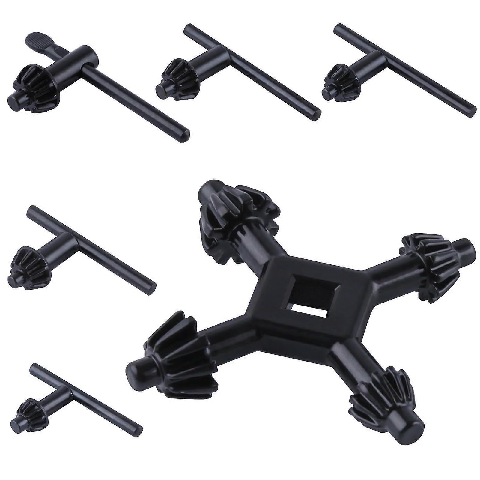 6-Piece Chuck Key Set, 3/4 Inch, 5/8 Inch, 1/2 Inch, 3/8 Inch, 1/4 Inch, Multifunctional 4-in-1 Drill Chuck Wrench