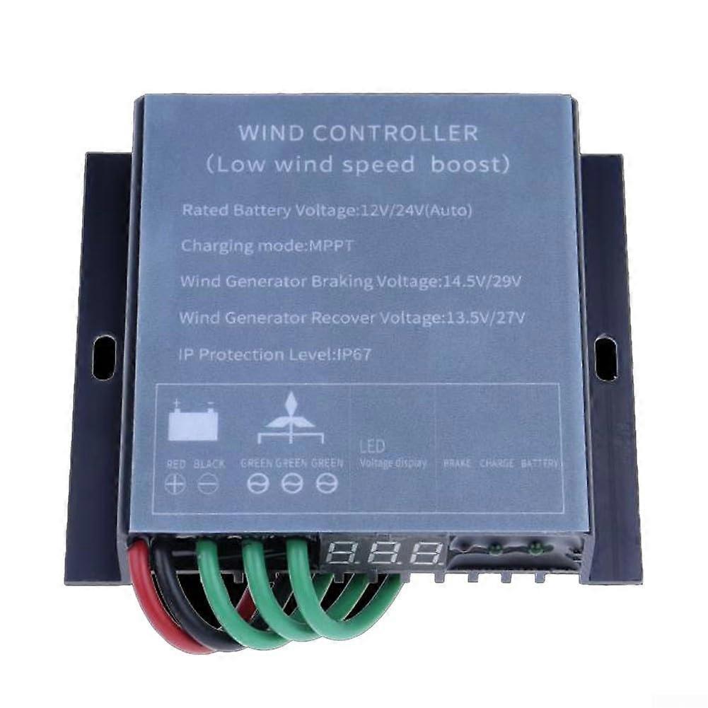 MPPT Wind Turbine Controller, 500W with Overcharge Protection, IP67, 12V/24V, Boost Charging (Grey)