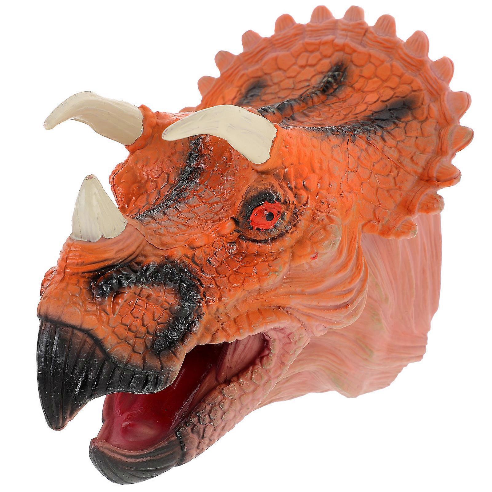 Dinosaur Toy Finger Puppet For Kids To Improve Hand-Brain Coordination And Play Interaction In Bright Orange 1Set