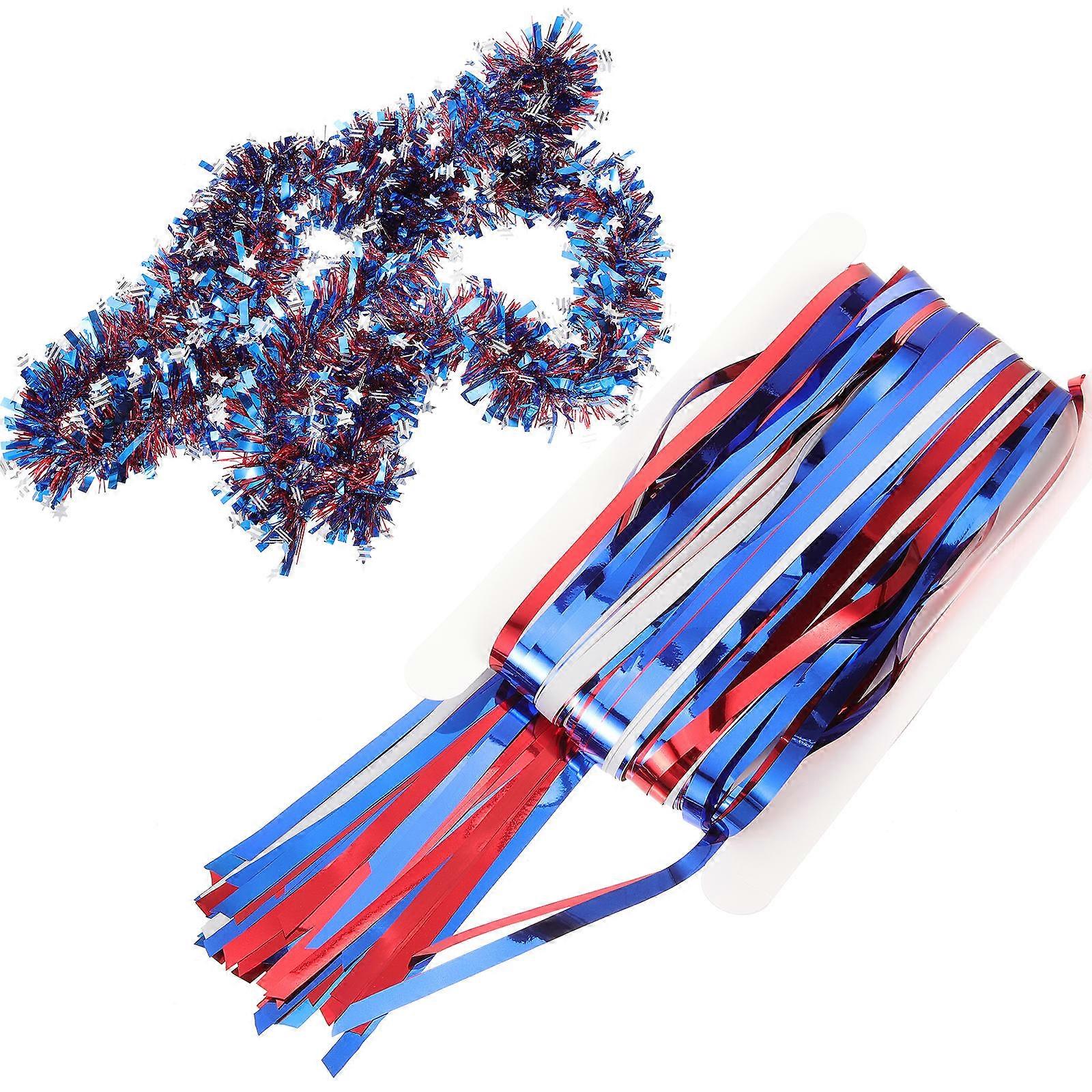USA Independence Day Decorations Set with Plastic Fringe Curtain Banner for Patriotic