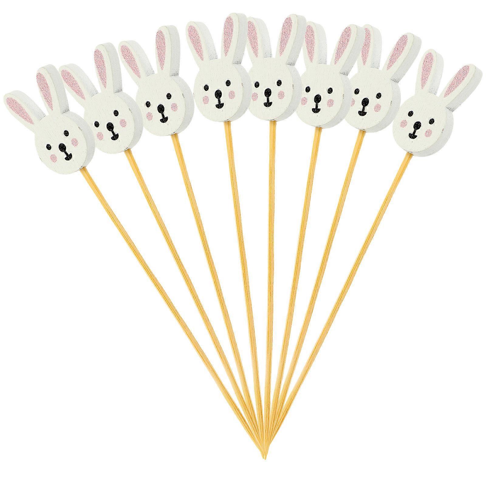 100pcs Bunny Shaped Cocktail Picks Bamboo Appetizer Toothpicks for Drink and Fruit