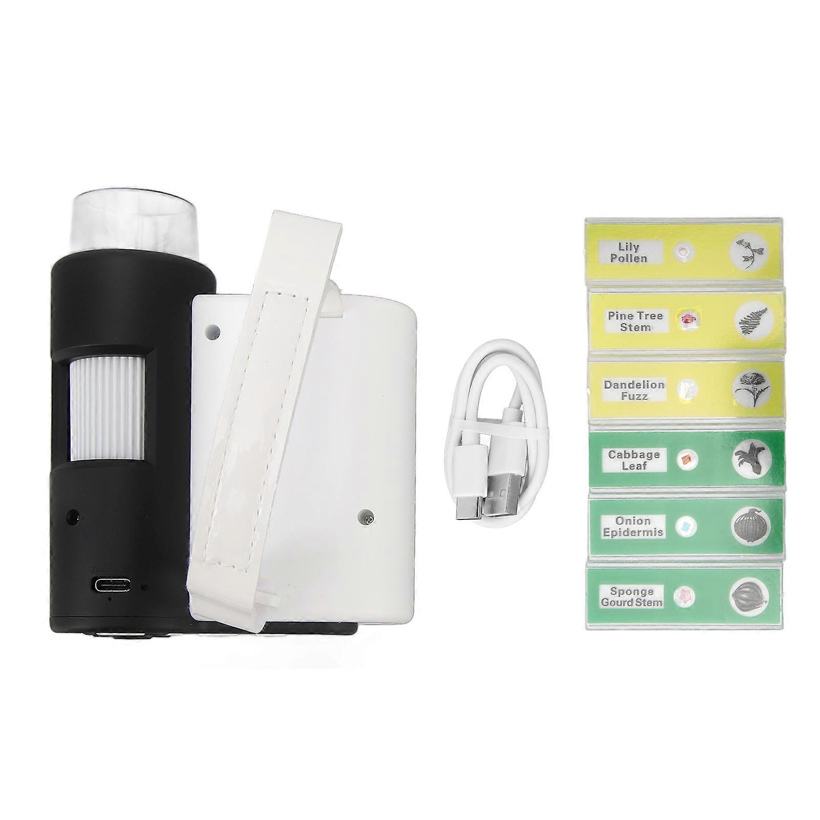 Kids Microscope Camera 2in Screen 1000X Magnification Adjustable LED 1080P Photo Video Handheld Digital Microscope for Students White
