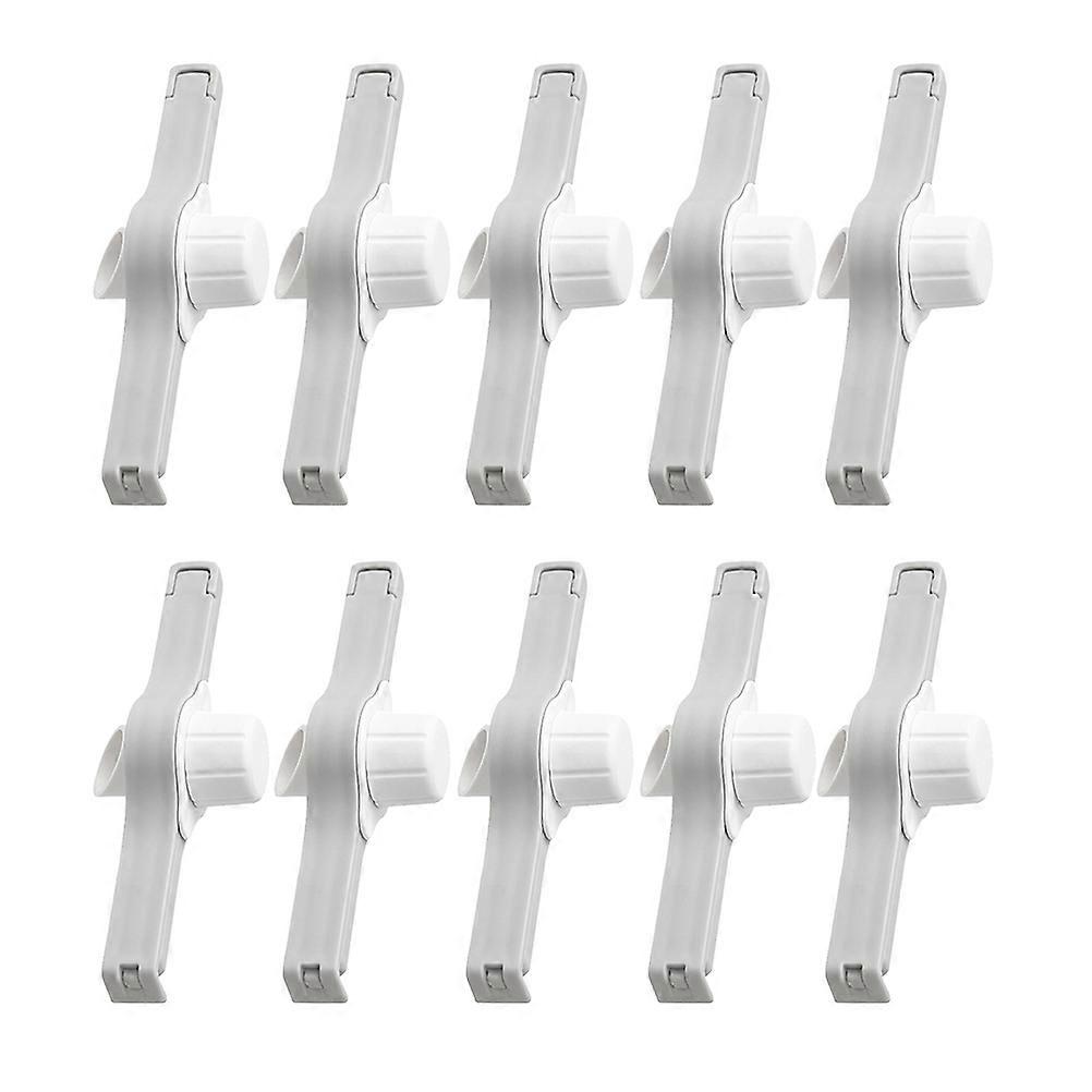 10Pcs Food Packaging Sealers White Food Closure Clips Ideal For Office Use With Reusable Function