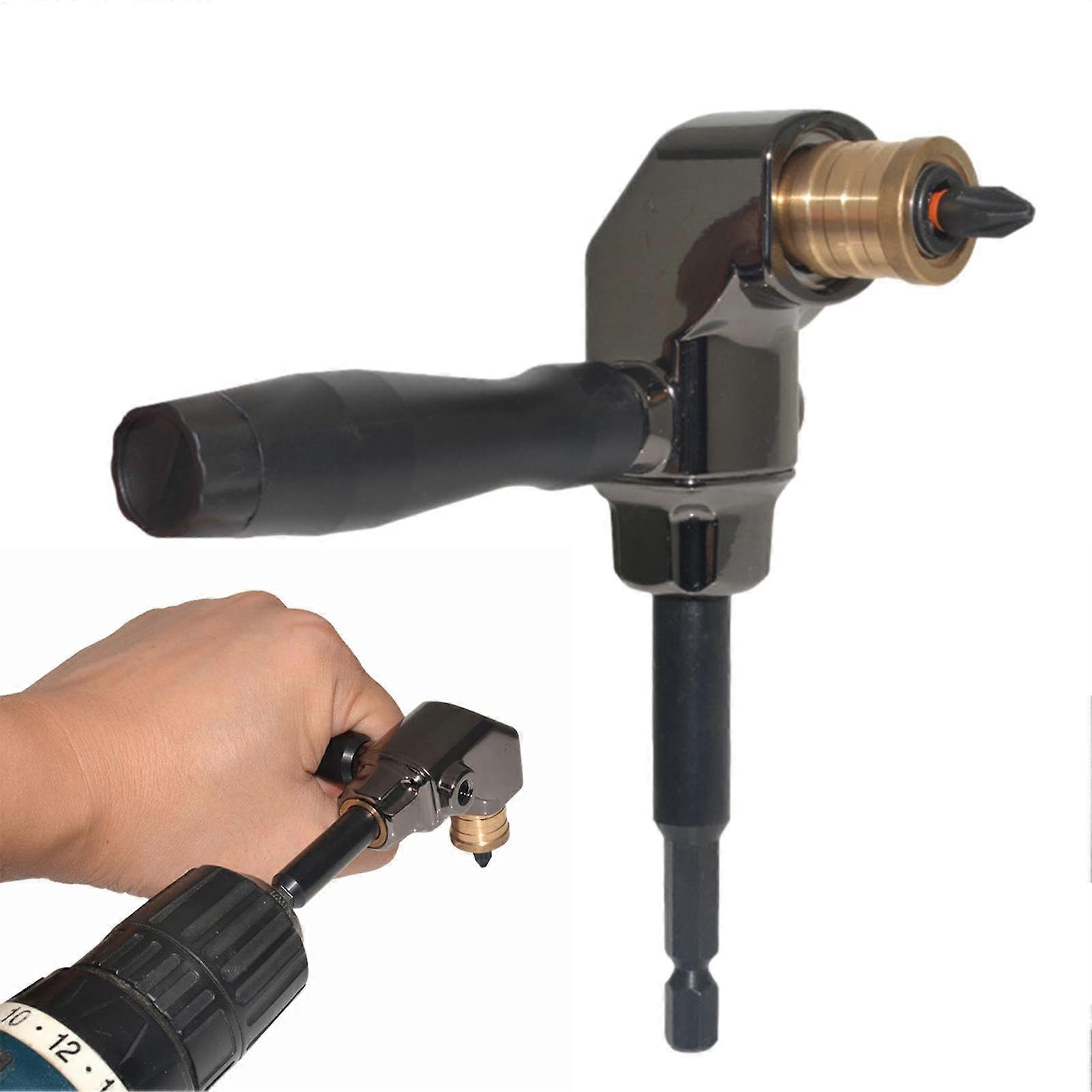 90-Degree Drill Attachment - Adjustable Right-Angle Drill Adapter With Ergonomic Grip - For Tight Spaces - Cordless Hand Drill Compatible