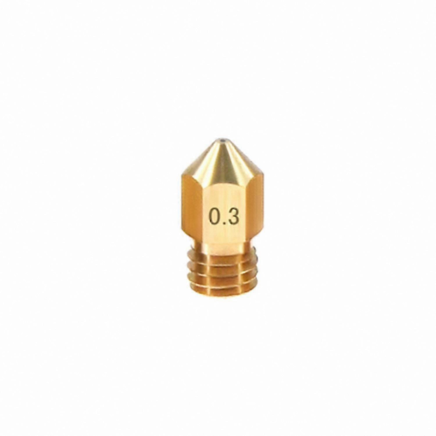 Brass Nozzle for 3D Printer Extruder M6 Thread 0.3mm Output 1.75mm Filament MK8-Compatible