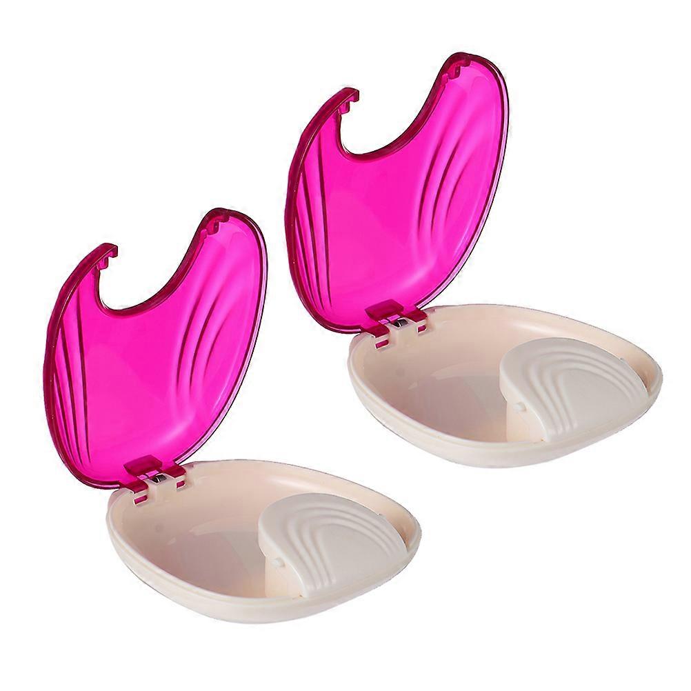 Aligner Retainer Box Portable Design Seashell Shaped Rosy Color Protection For Teeth Aligners 2Pcs