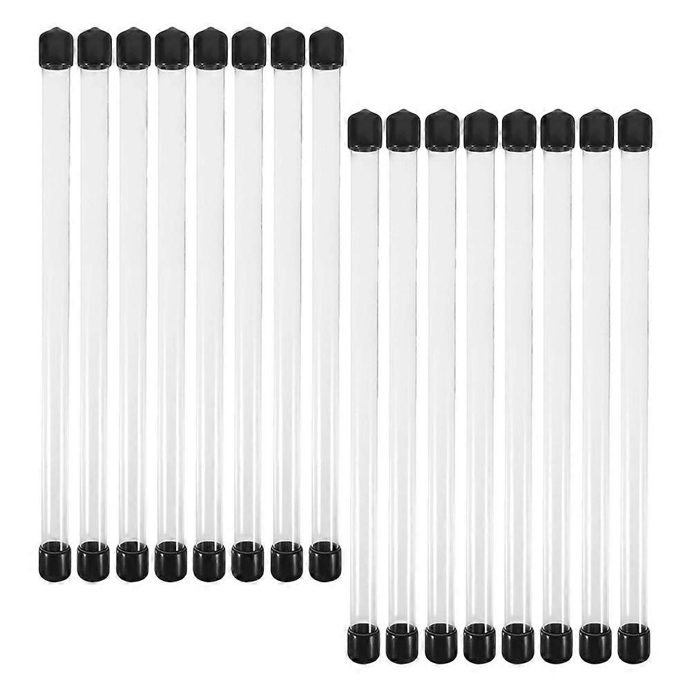 Transparent Storage Tubes For Students, 16 Pcs Hard Plastic Laboratory Test Tubes With Lids For Experimental Use