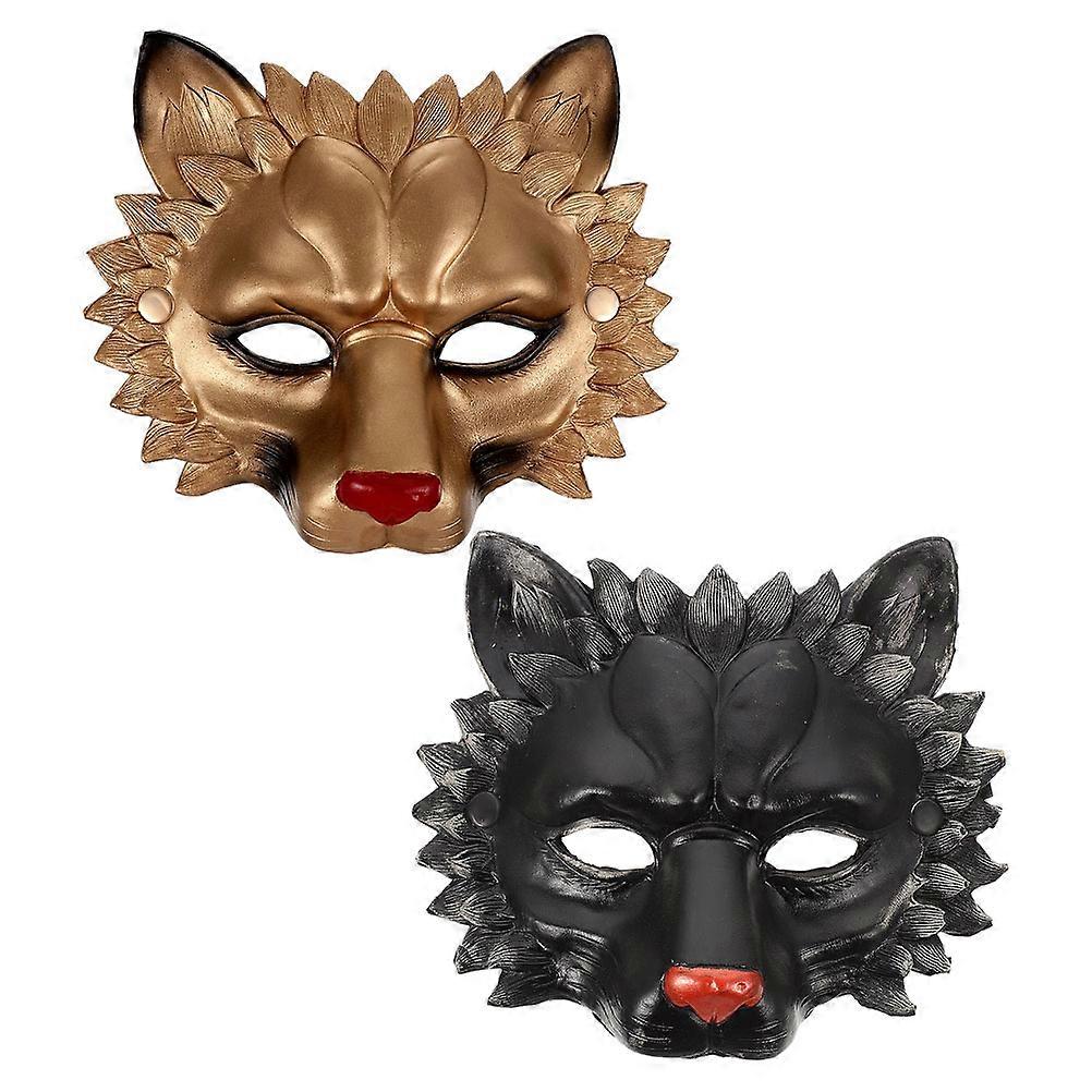 Lion Masks 2 Pcs Hand Painted Accessories For Halloween Masquerade And Birthday Party Assorted Color 3D Lion Shape Comfortable Foam