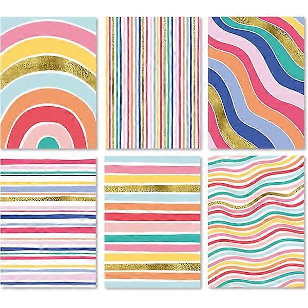 Striped Gold Foil Blank Note Cards with Envelopes - 24-Pack, Assorted Designs - Perfect for All Occasions!