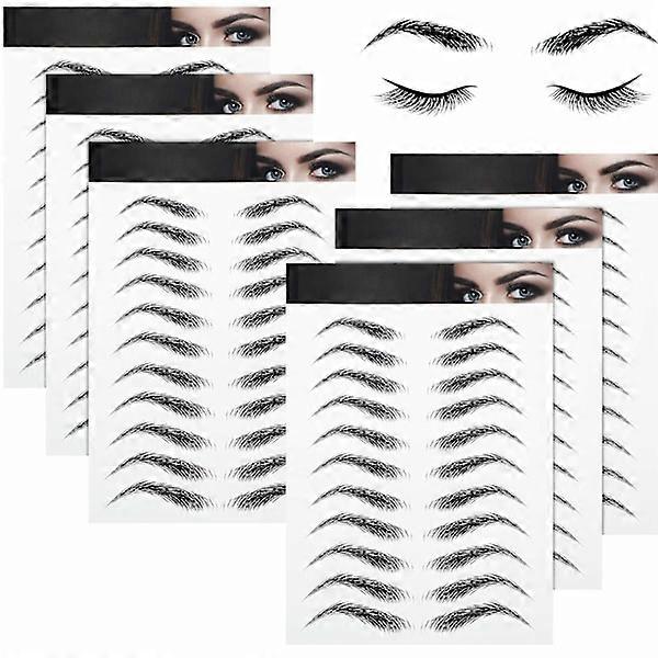 Temporary Eyebrow Tattoos 6 sheets Black