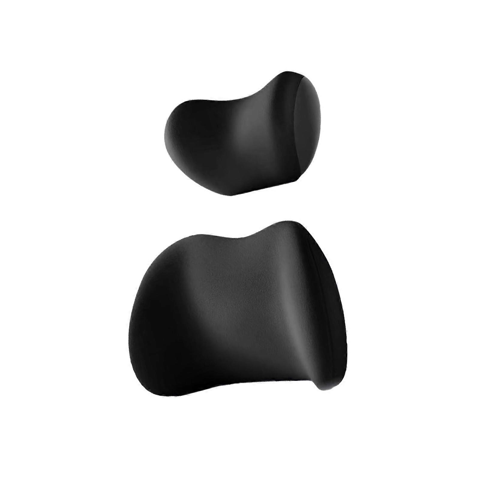 Ergonomic memory foam pillow set, dualsupport lumbar and neck pillow set for relieving neck and back pain in the car or office, black.