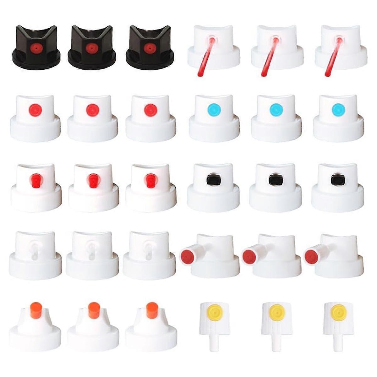 30PCS Paint Caps & Nozzles Kit,Adapter Set for Female Cans, Can Nozzle,Artist-Grade Control Kit