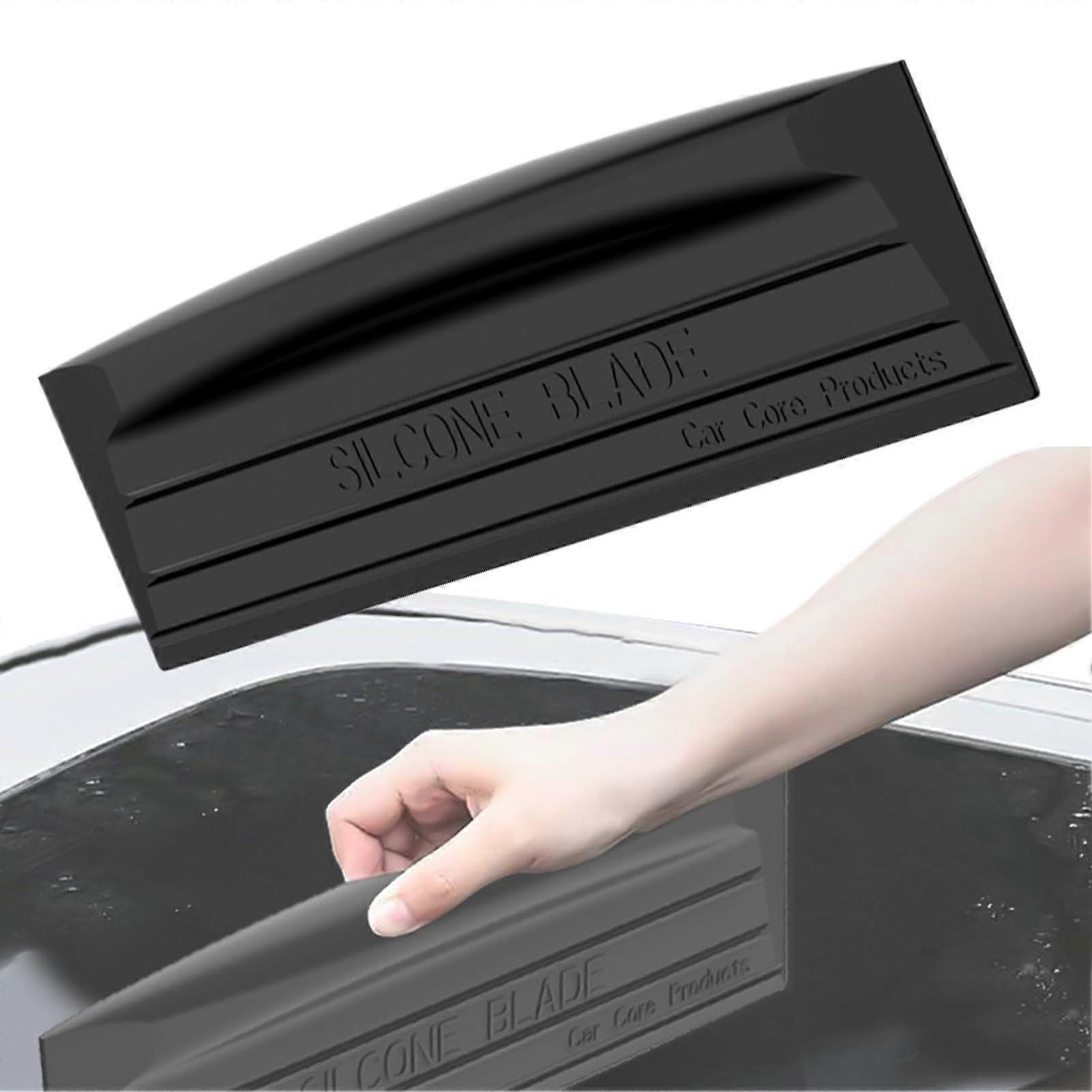 Silicone Squeegee for Car Windows and Glass Mirrors - All-Purpose Non-Scratch Cleaning Tool, Car Wash, Black