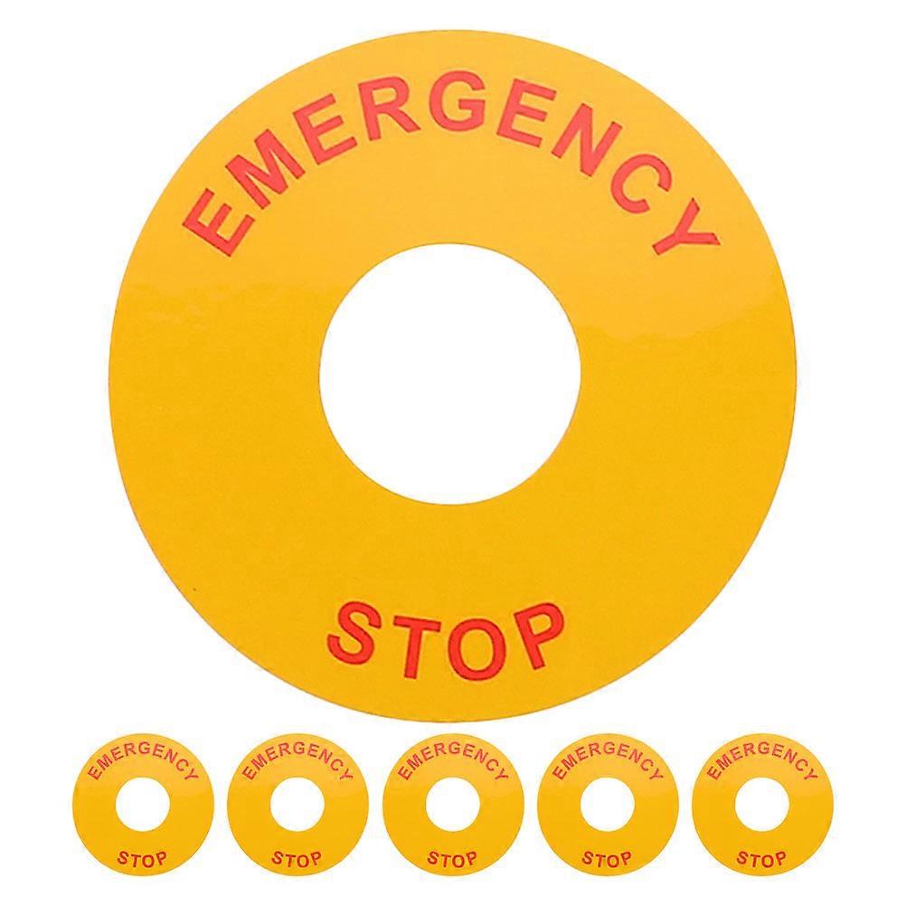 Emergency Stop Stickers 6Pcs Yellow Durable PP Material for Warning Signs