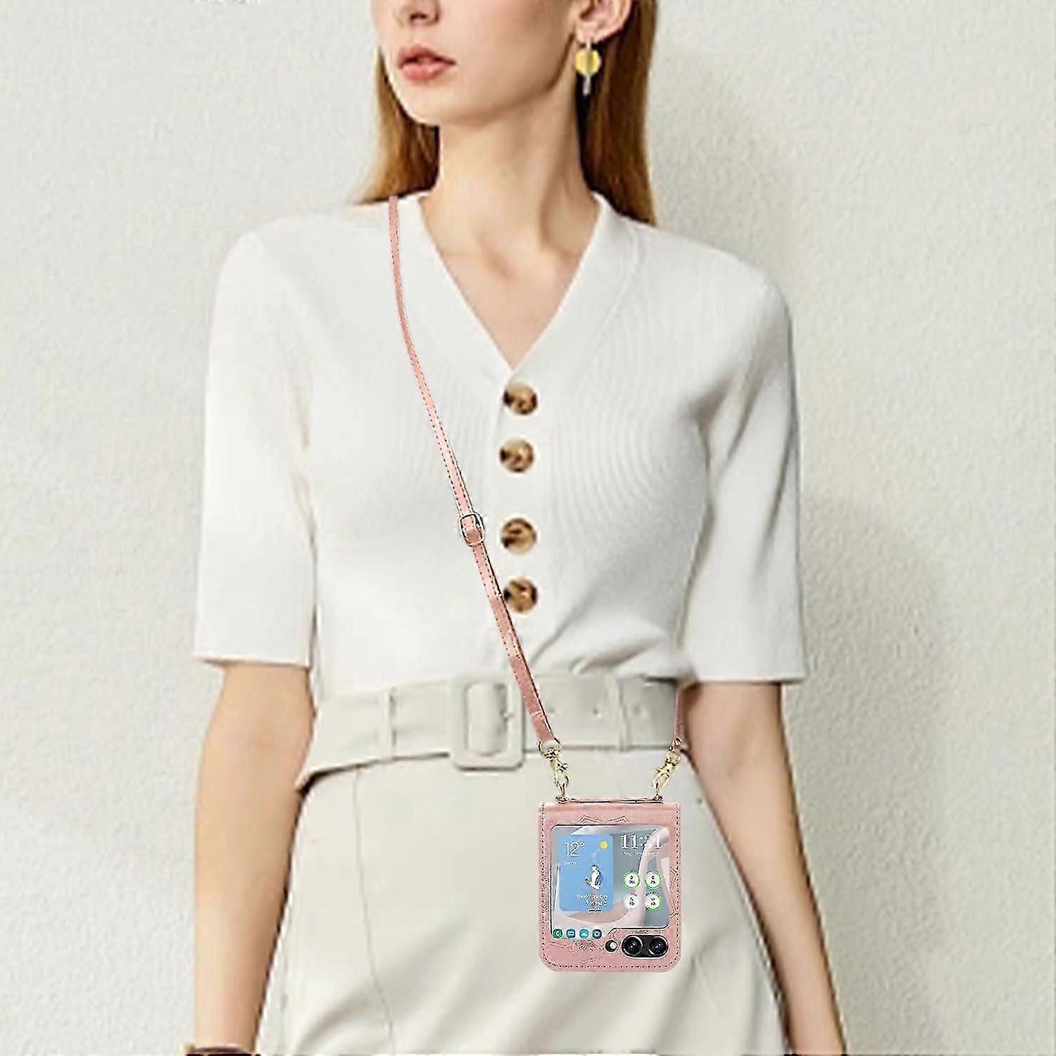 Z Flip 5クロスボディケース、調節可能なストラップモダンでシックな女性の電話財布ハンドバッグ用のスタイリッシュで用途の広いアクセサリー