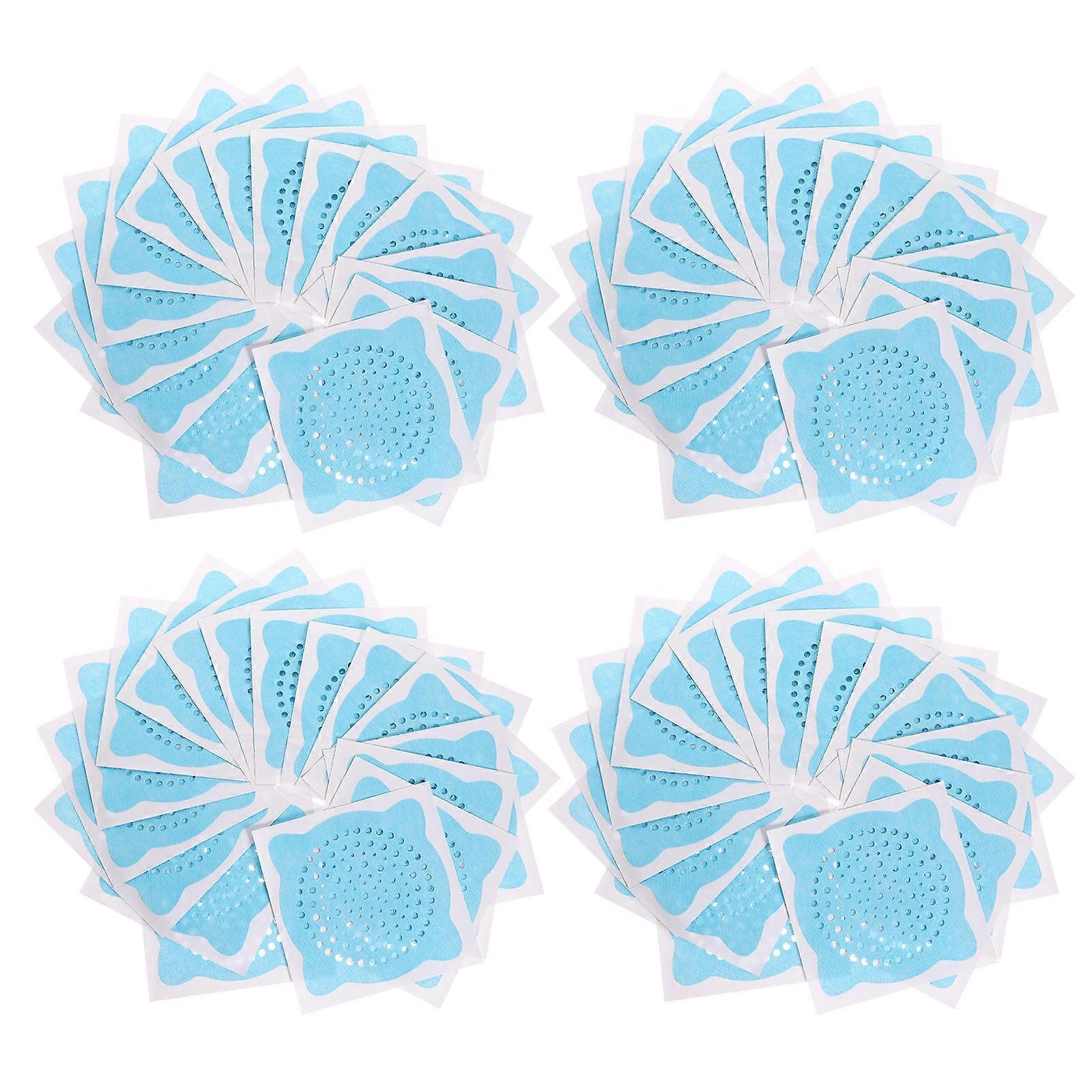 100 Pcs Disposable Floor Drain Filter Stickers Prevent Blockage Bathtub Drain Home Cleaning Square Sky-Blue