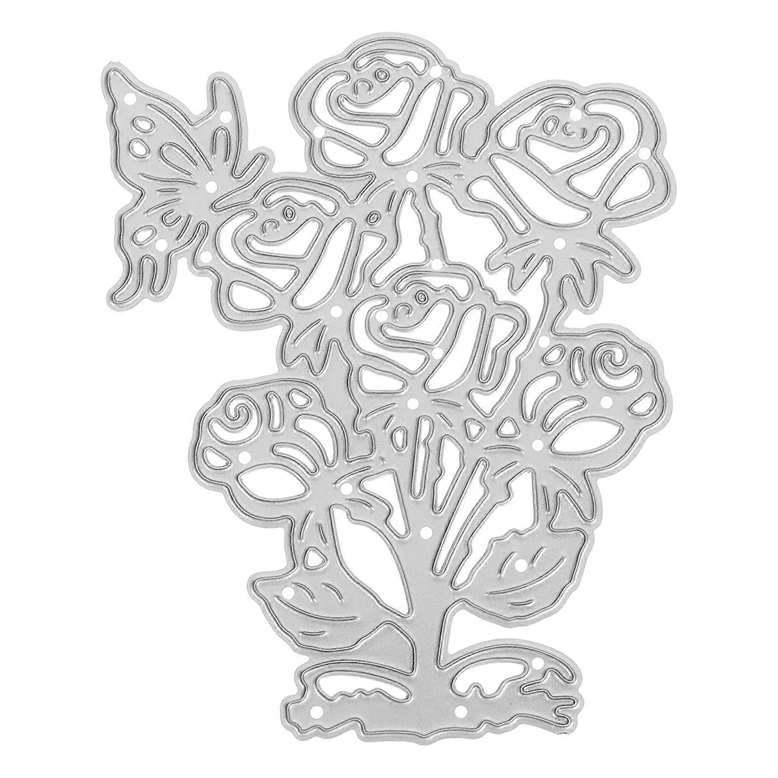 Flower Pattern Metal Die Cuts For Decorative Backgrounds Craft Projects Silver 1Pack