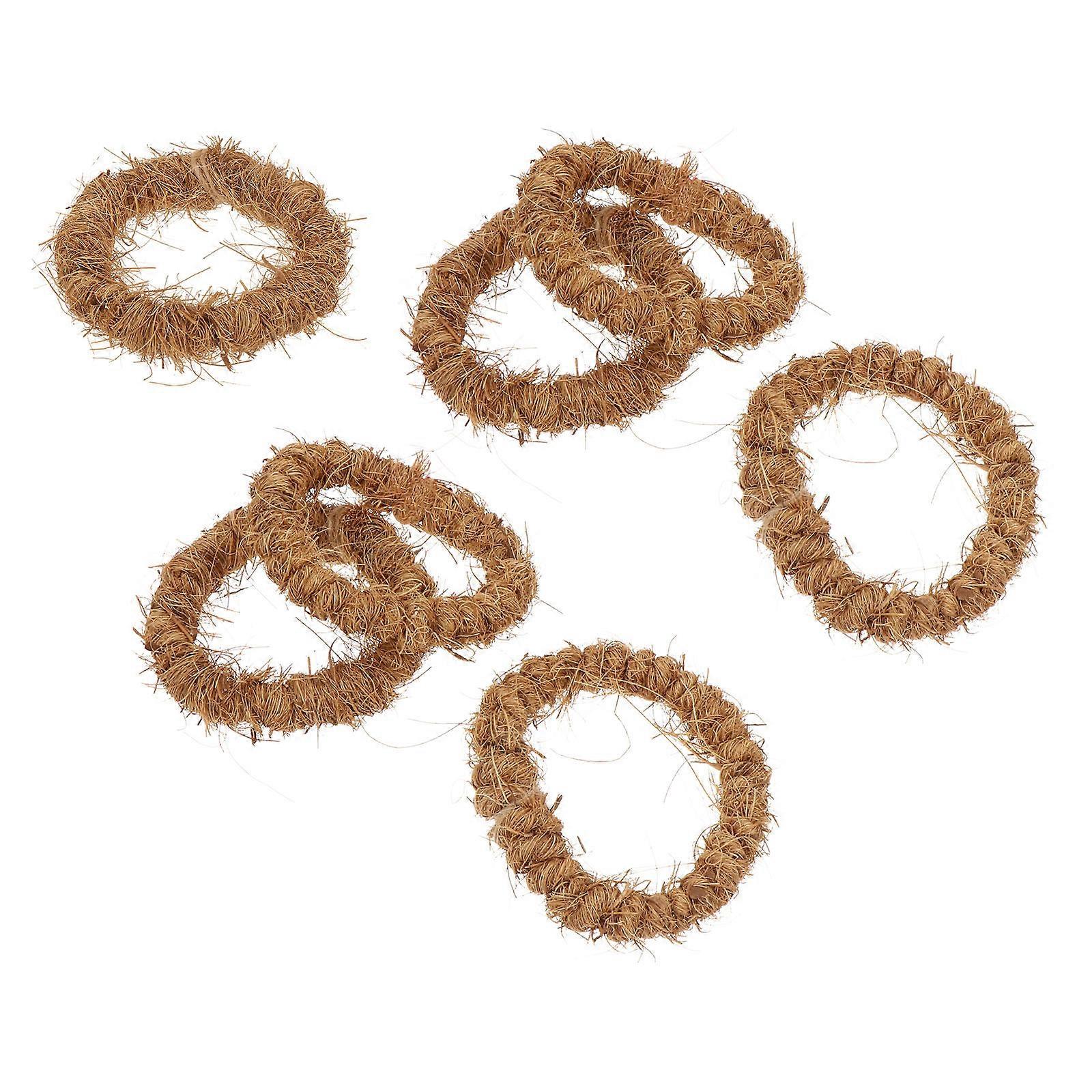 Coconut Coaster Set 10Pcs Heat Insulation Round Cups Mats For Home Use Light Brown Color With Non-Slip Bottom Design