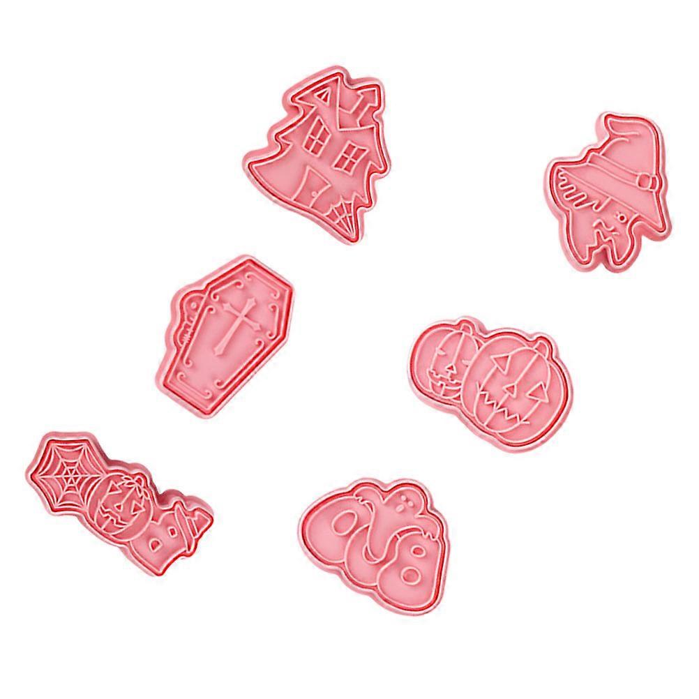 Halloween Theme Cookie Molds 6Pcs For Baking DIY Crafts Pink 3D Stereoscopic Design