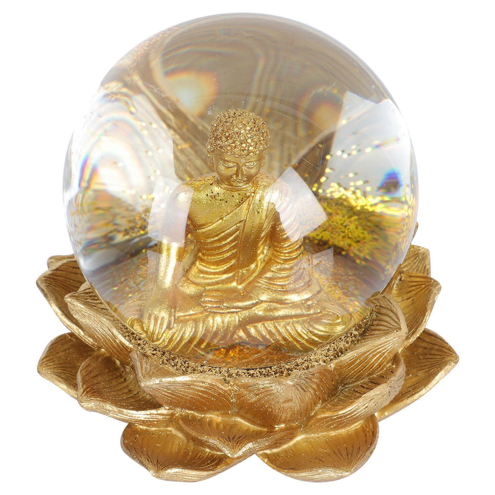 Lotus Base Buddha Decorative Sculpture Ideal For Friends And Home Owners In Golden Color With Craftsmanship 1Set